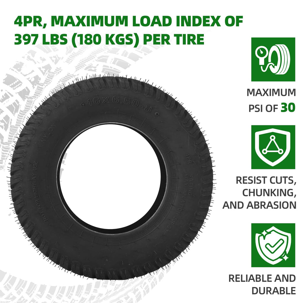 AR-PRO (2 Pack) 20x8.00-8 Lawn Mower Turf Tires, Tubeless, No Rims