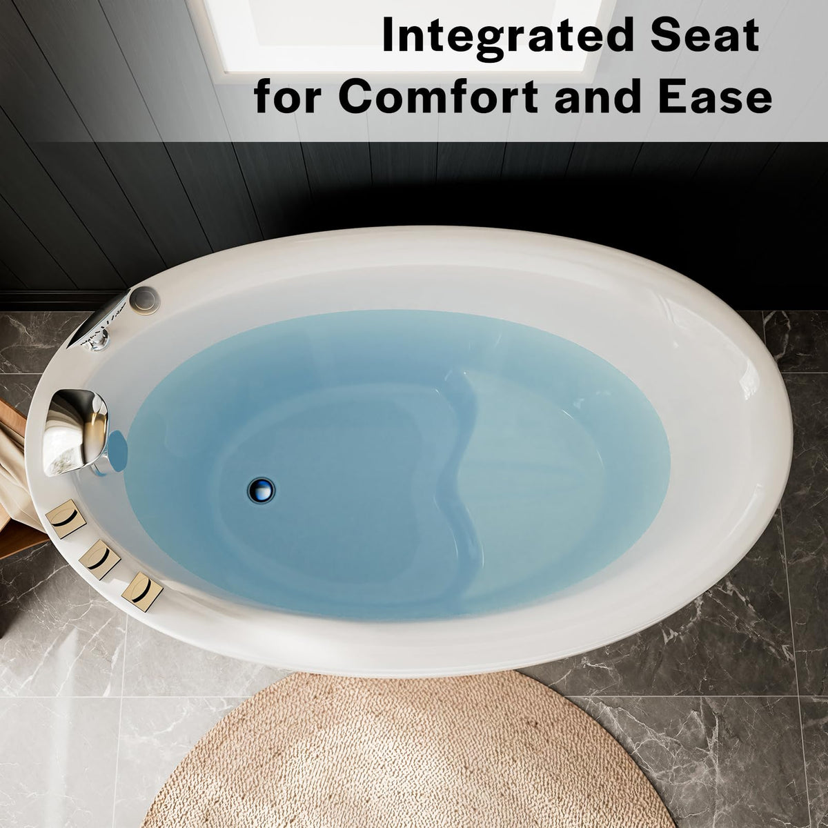 Empava 59 Inch Freestanding Bathtub - Modern Stand Alone Soaking Tubs