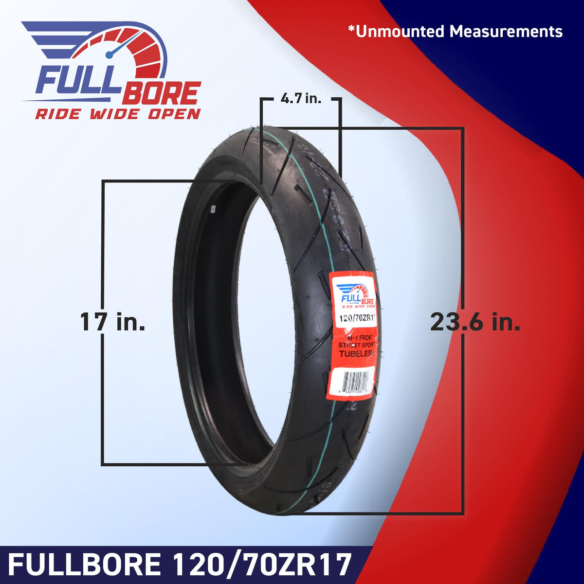FULL BORE M1 Front Rear Motorcycle Tire Set 120/70ZR17 180/55ZR17 2 Pack