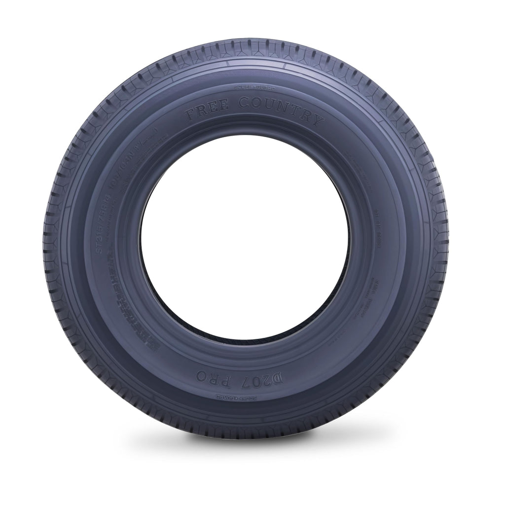 Free Country Grand Ride Set 4 Trailer Tires ST225/75R15 10 Ply Load Range E Steel Belted Radial w/Featured Scuff Guard