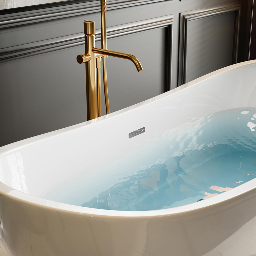 Empava 59 Inch Freestanding Bathtub - Modern Stand Alone Soaking Tubs