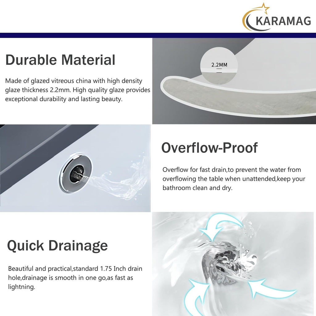 27 Inch Undermount Bathroom Sink with Overflow Rectangle Sinks