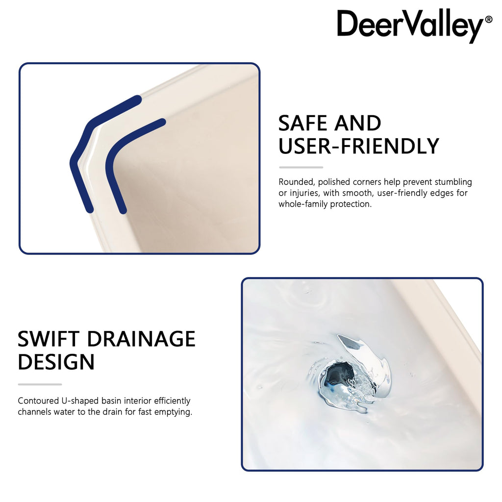 DeerValley Compact Bathroom Sink White 20"x17" Ceramic Sleek Basin DV-1P523