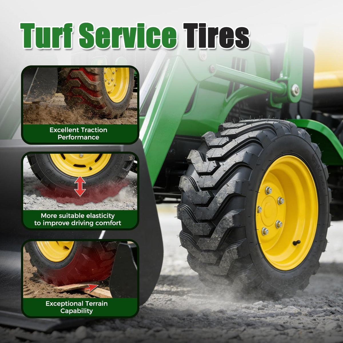 TRIPOWER 24x9.50-12 Lawn Mower Tire, 1 Pack Single Replacement Tire, 4PR Tubeless Turf Tire for Riding Mowers and Garden Tractors, Tire Only, Rim Not Included