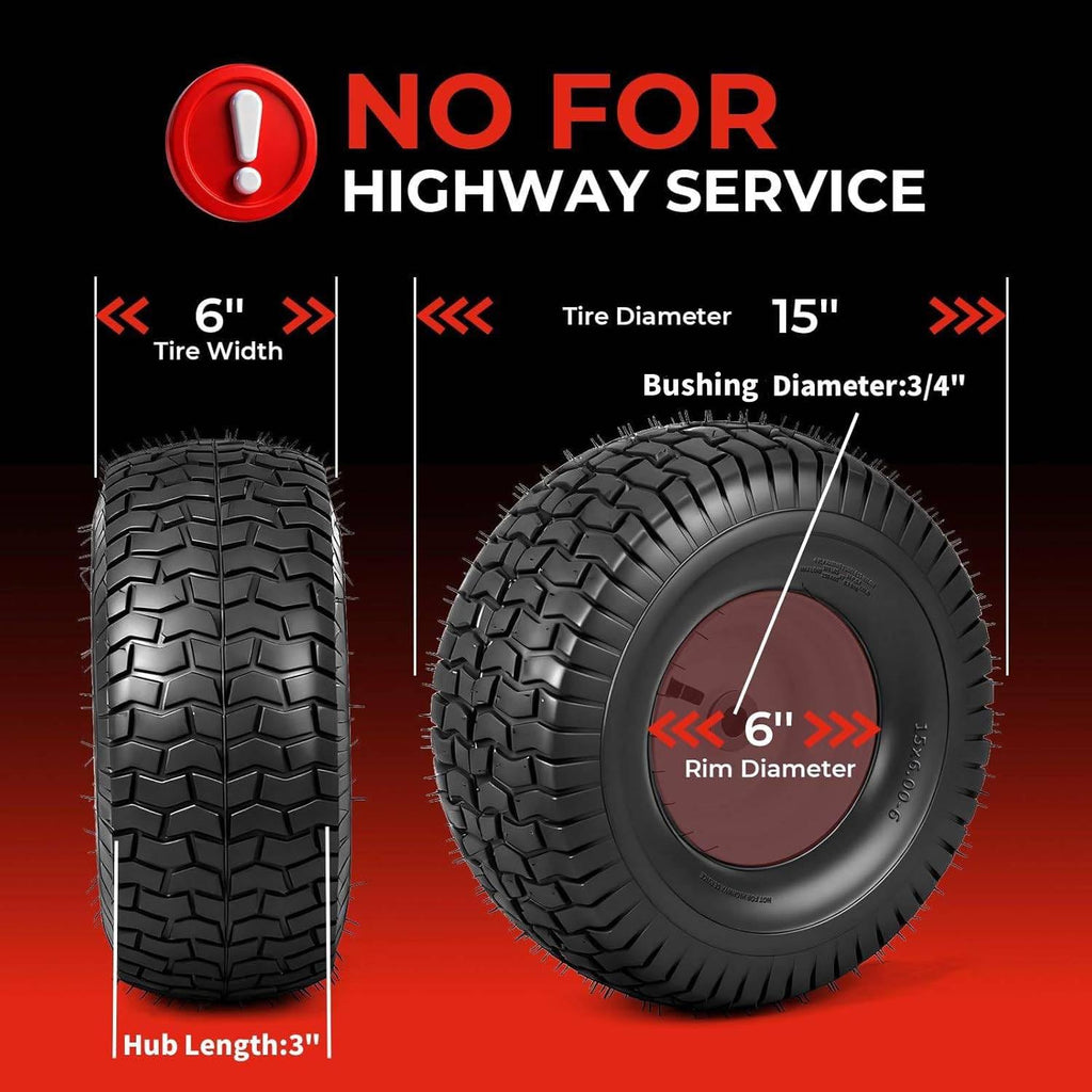20x10.00-8 Lawn Mower Tires with Rim, 2-Pack