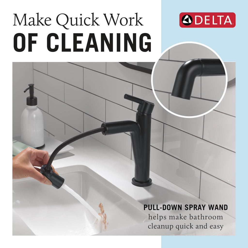 Delta Nicoli Brushed Gold Bathroom Faucet 1 Hole, Single Hole Bathroom Sink Faucet for Vanity, Push-Pop Drain Assembly, Champagne Bronze 15849LF-CZ