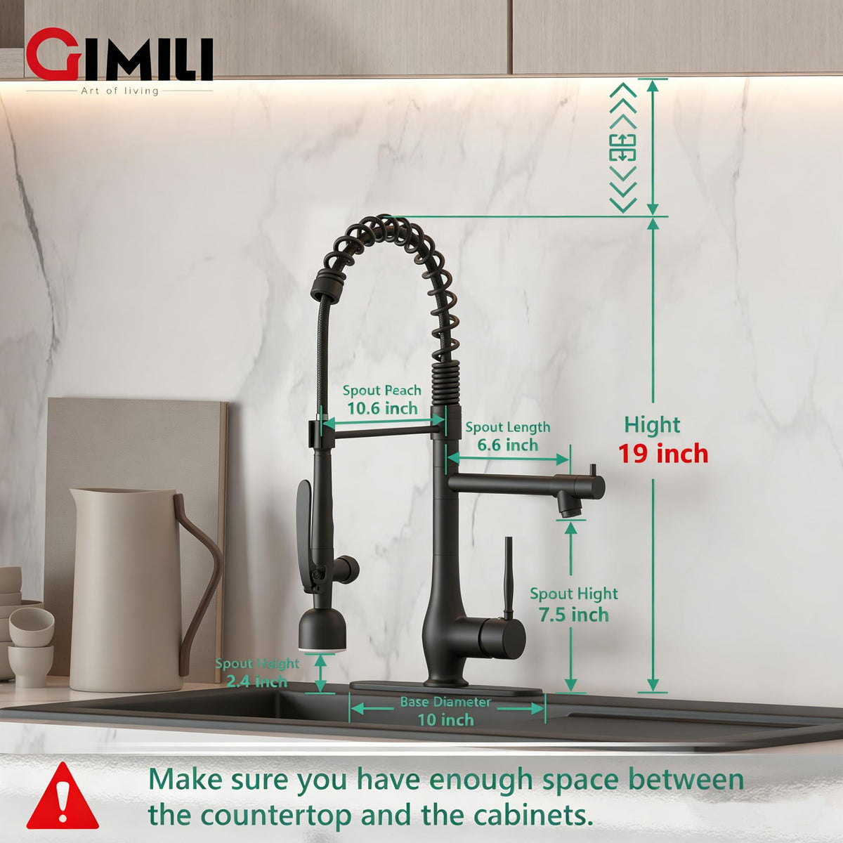GIMILI Commercial Kitchen Sink Faucet with Pull Down Sprayer Brushed Nickel