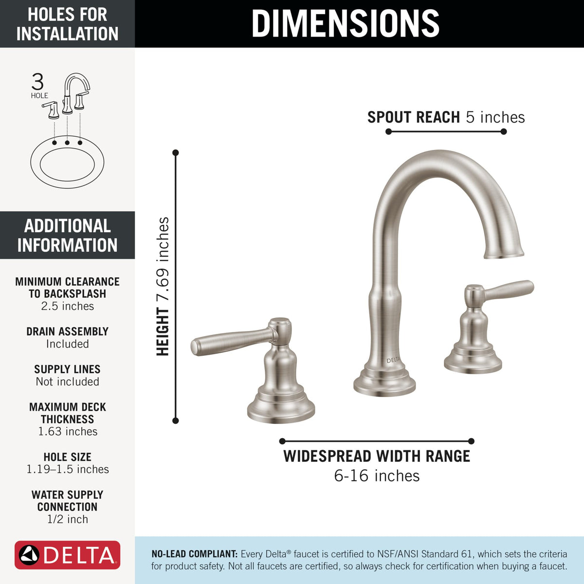 Delta Roe Brushed Gold Bathroom Faucet 3 Hole, 8 Inch Widespread Bathroom Sink Faucet for Vanity, Push-Pop Drain Assembly, Brushed Gold 35985LF-GB