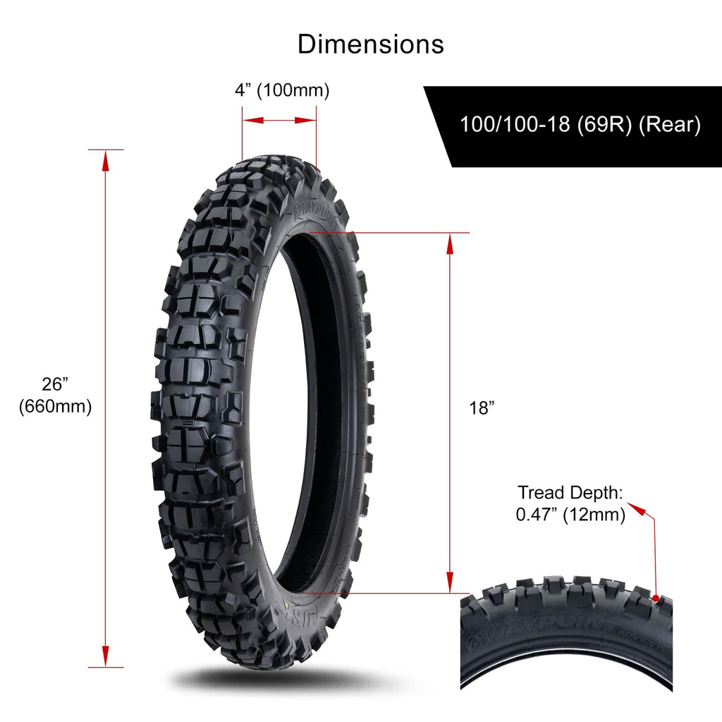 Tusk Waypoint Adventure Motorcycle Tire Set ¨C 90/90-21 Front & 130/90-17 Rear (68R) Tube Type