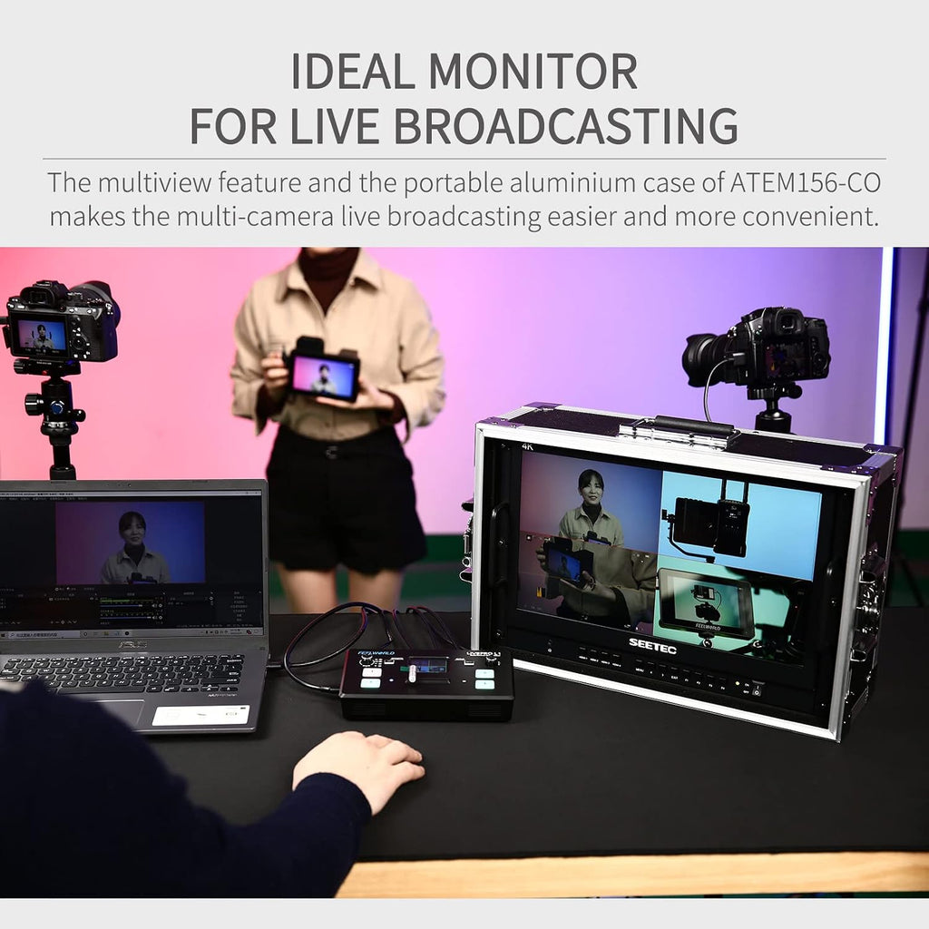 ATEM156-CO 15.6" 250nit 4 HDMI in Out Broadcast Carry-on Monitor