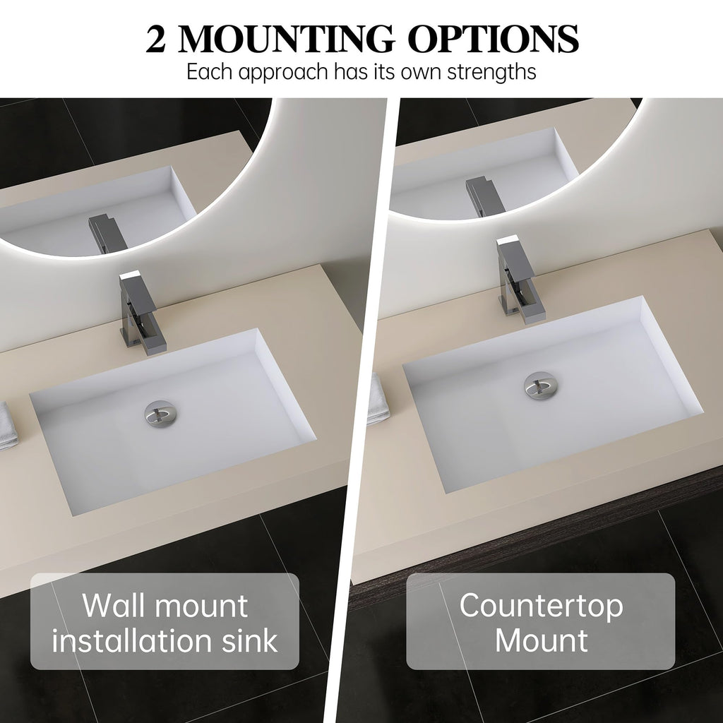 47" Wall Mount Sink, Artificial Stone Bathroom Sink, Single Hole