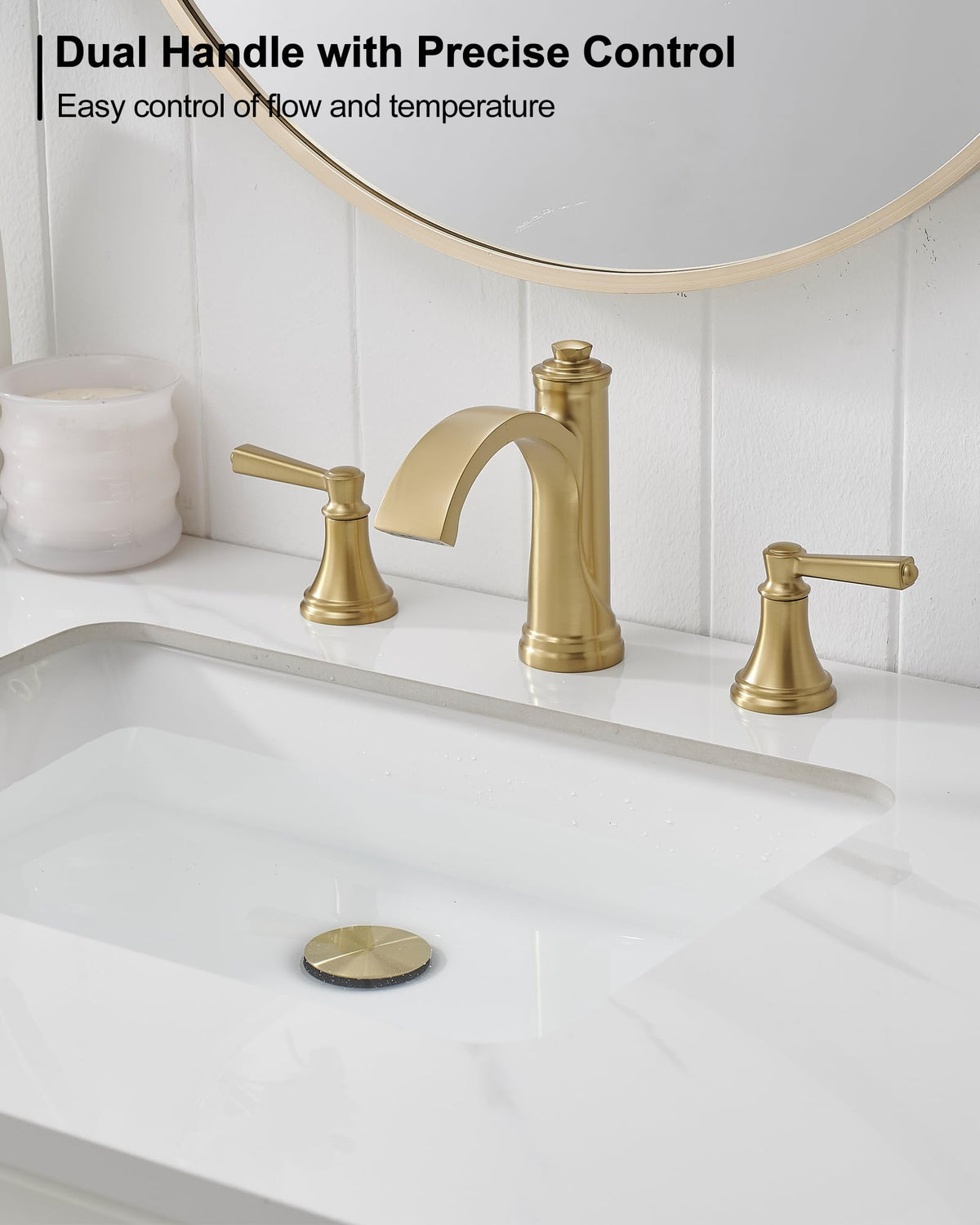 Waterfall Bathroom Faucet 3 Hole, 4-16 Inch Oil Rubbed Bronze Bathroom Faucet, Brass Bathroom Sink Faucet, 2 Handle Bathroom Faucets, Bathroom Vanity Faucet with Pop-Up Drain, Water Hoses