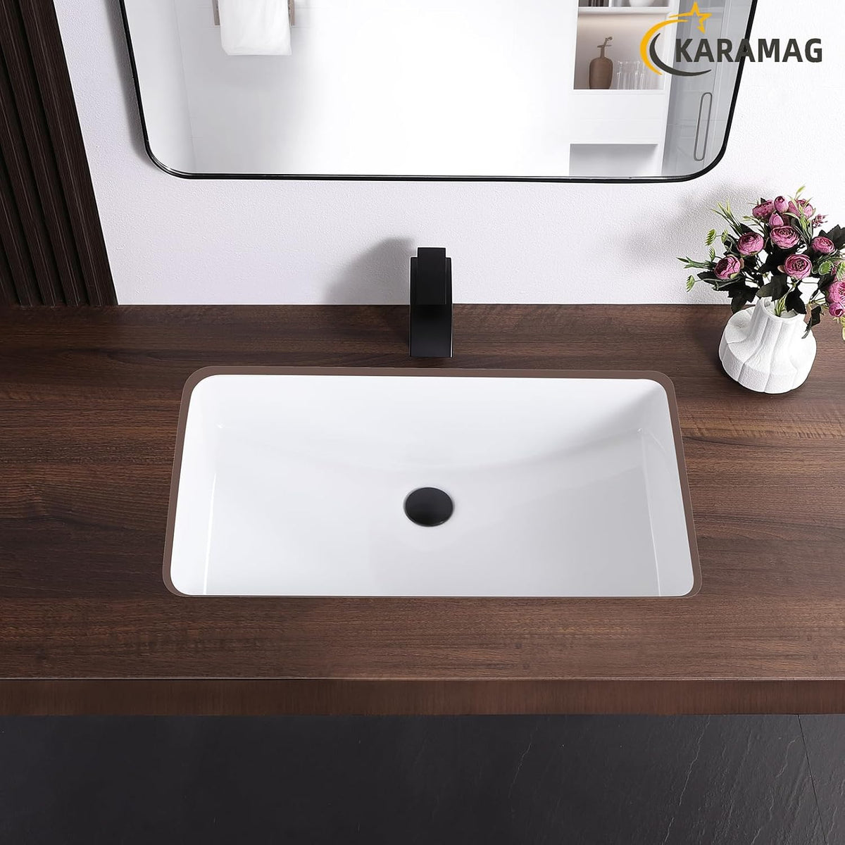 27 Inch Undermount Bathroom Sink with Overflow Rectangle Sinks