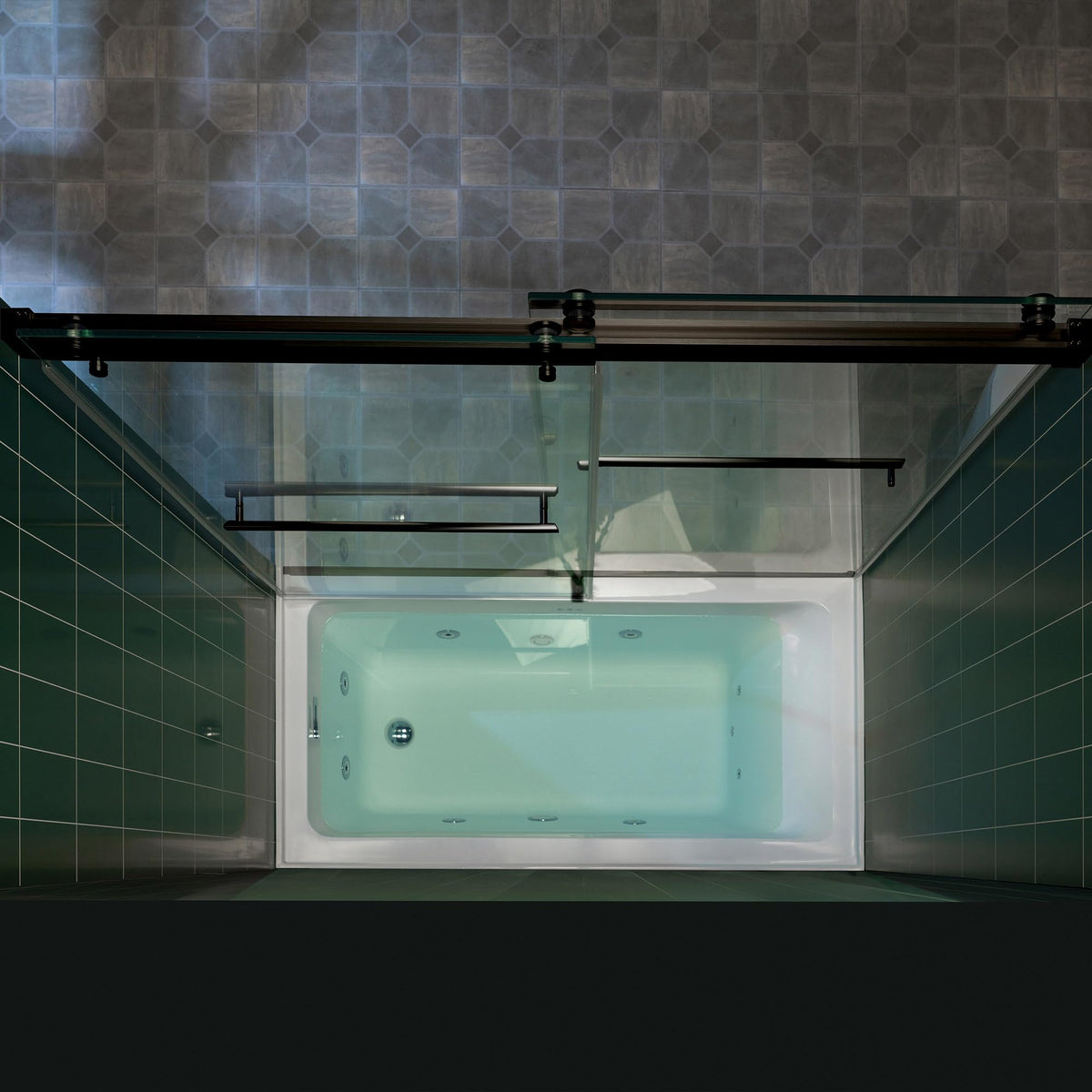 Woodbridge 56-60" W x 62" H Frameless Bathtub Shower Door,Double Sliding Soft-Close Doors,3/8(10mm) Tempered Glass with Explosion Proof Film in Brushed Bronze Finish