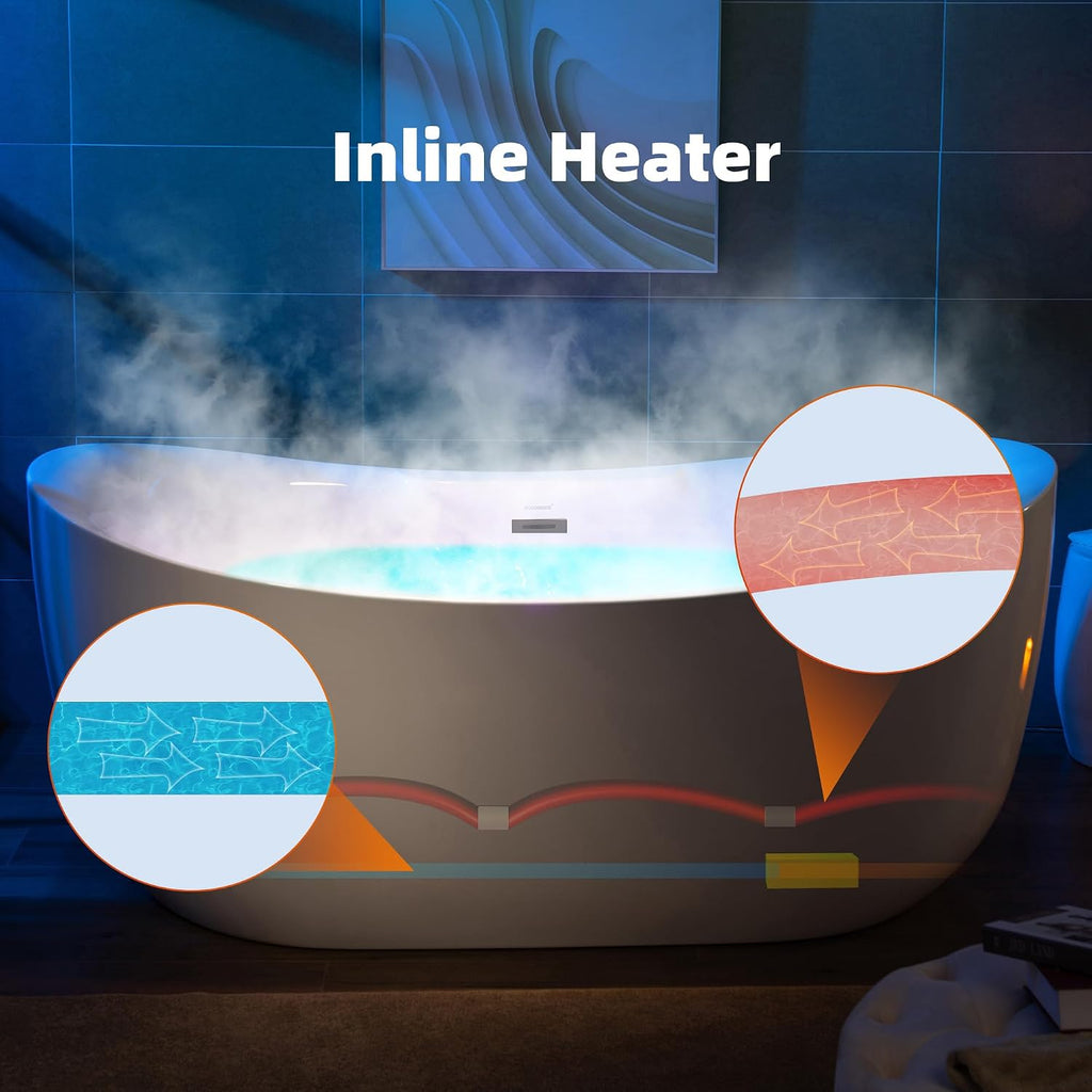 WOODBRIDGE 72"Ã35-3/8" Double Slipper Whirlpool&Air, Heated Soaking Bathtub