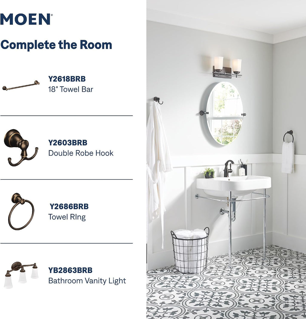 Moen Sarona Mediterranean Bronze One-Handle Single Hole Rustic Farmhouse Bathroom Sink Faucet with Optional Deckplate, 84144BRB