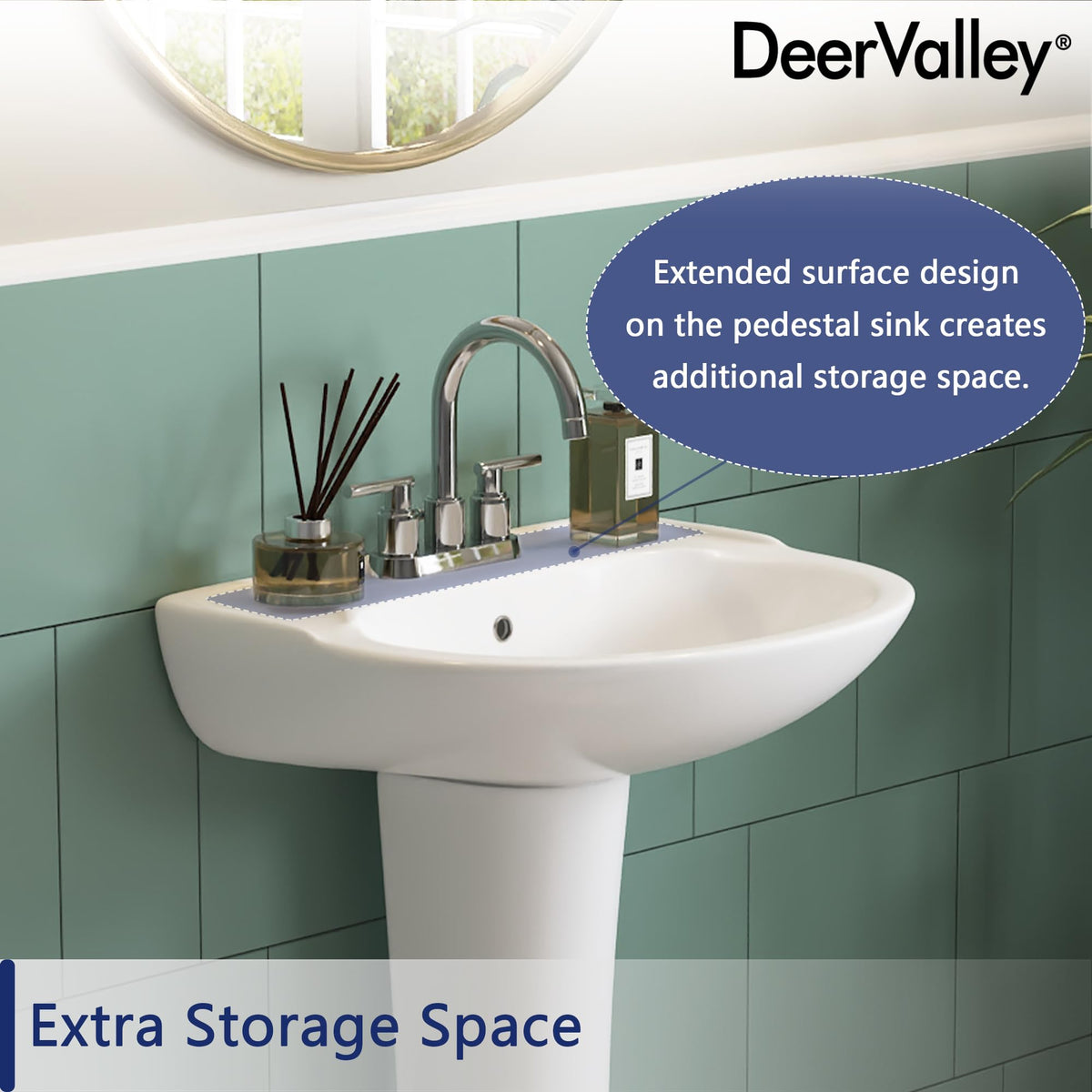 DeerValley Compact Bathroom Sink White 20"x17" Ceramic Sleek Basin DV-1P523