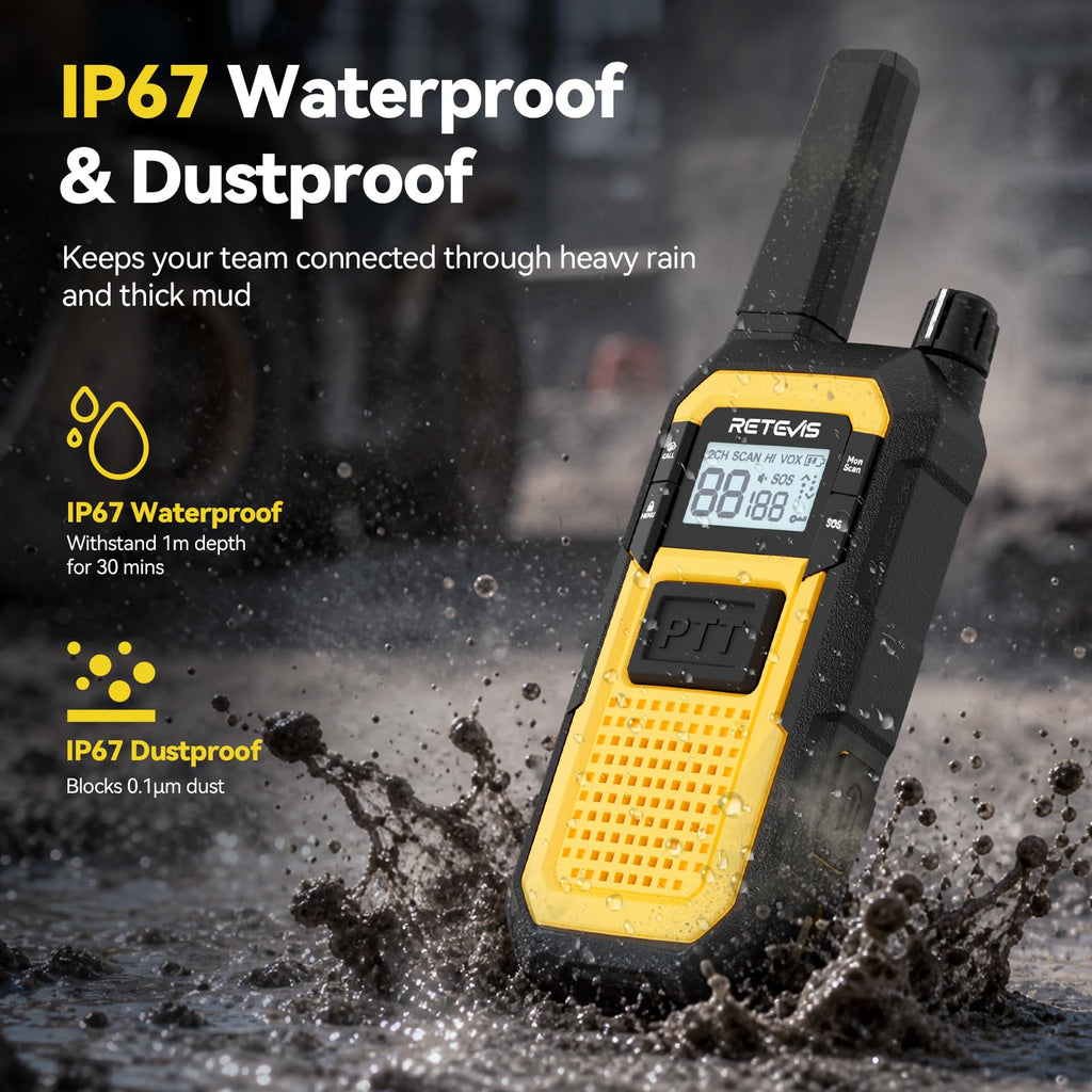 Retevis RB48 Military-Standard & IP67 Waterproof Walkie Talkies Long Range
