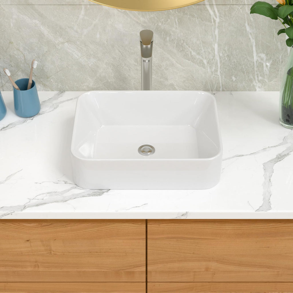 Lordear Wall Mount Bathroom Sink 21x12 Inch White Rectangle Sink with Overflow Porcelain Ceramic Floating Bathroom Vessel Sinks, Wall Hung Wash Hand Basin