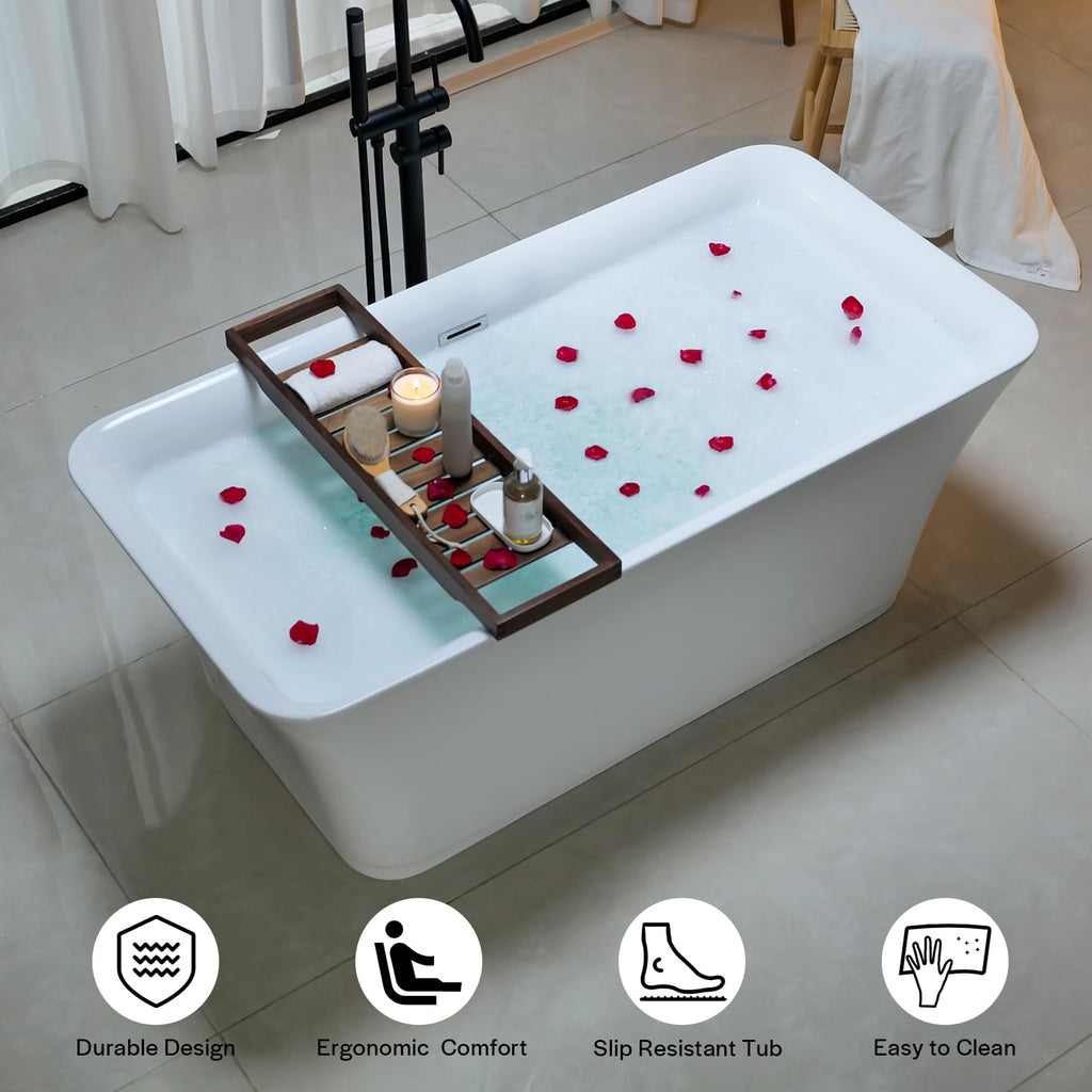 Empava 67" Luxury Freestanding Soaking Bathtub - Modern Oval Spa Tub