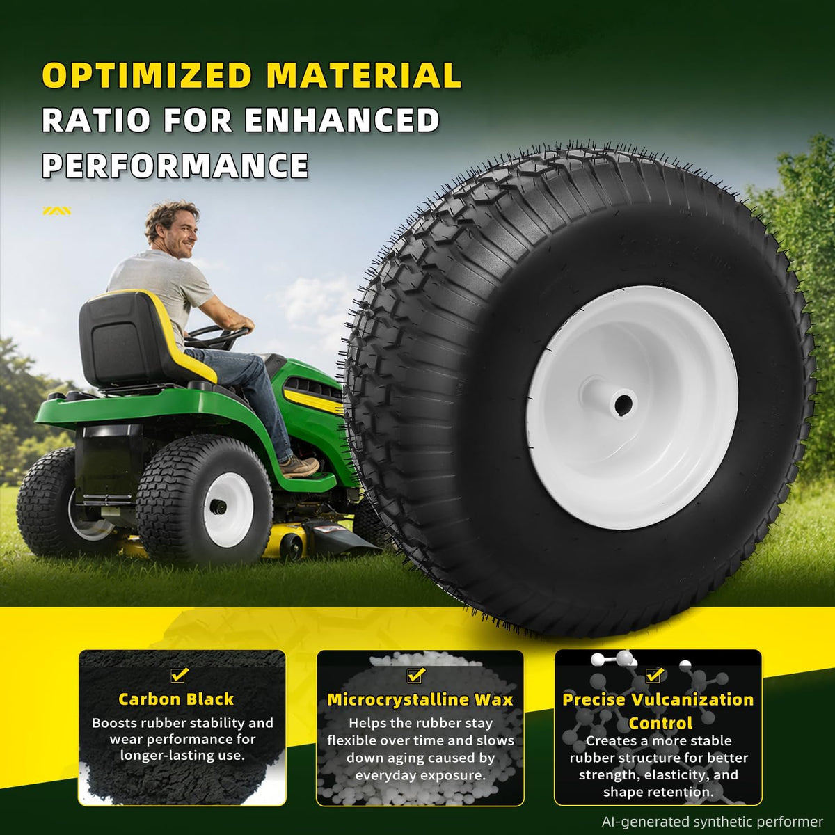 (2 Pack) 20x8.00-8 Tubeless Rear Riding Mowers Tire and Wheel Assemblies