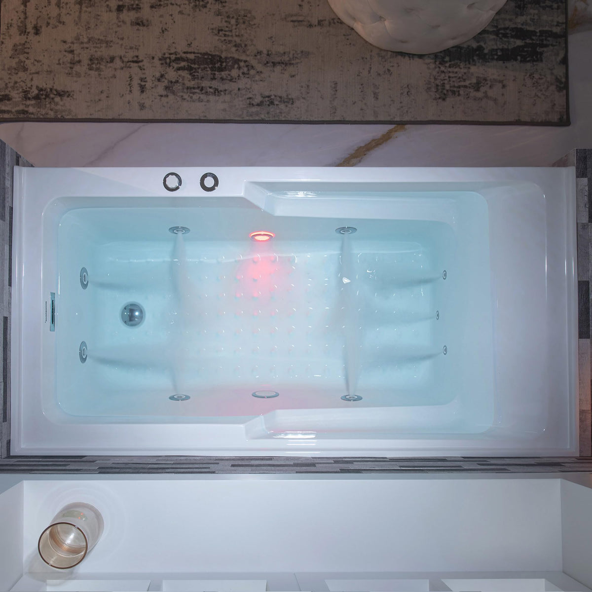 WOODBRIDGE 60" Alcove Acrylic Rectangular Whirlpool Heated Jetted Tub in White with Left Drain, Chrome pop-up Drain Included BS6030L