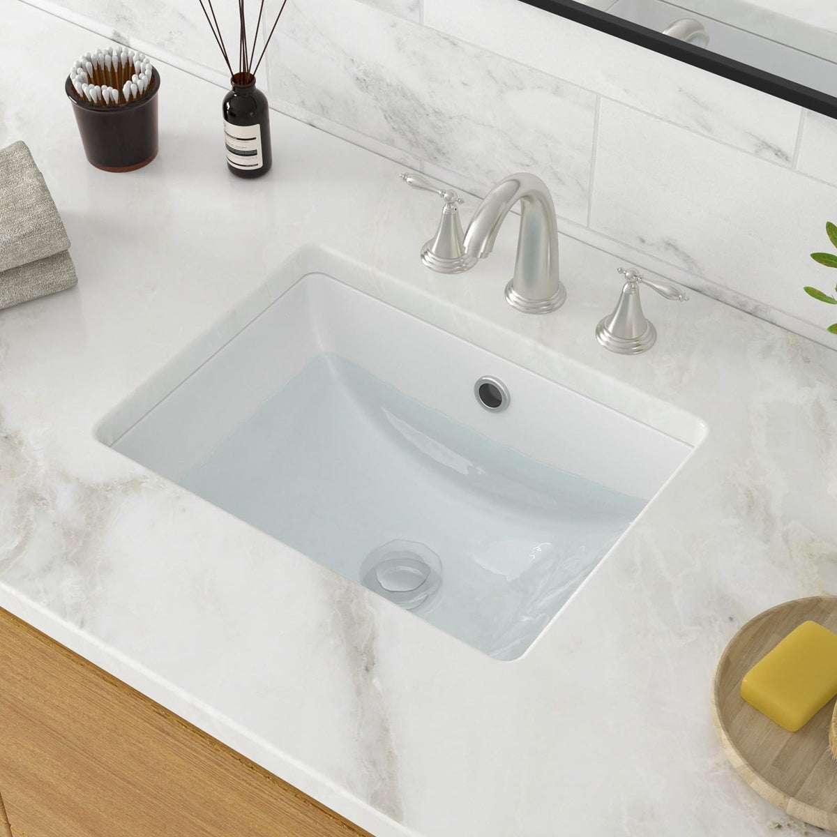 17 Inch Undermount Bathroom Sink Rectangle White