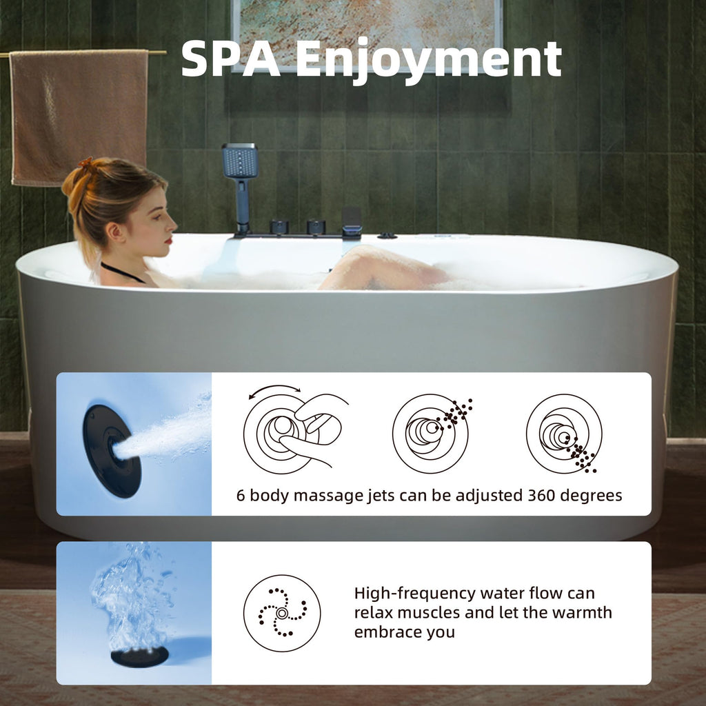 WOODBRIDGE 59"Ã31-1/2" Compact Whirlpool & Air, Heated Bathtub with Faucet