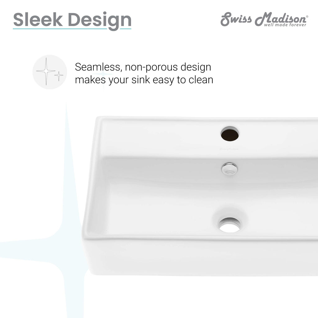 Claire 30" Rectangle Wall Mount Bathroom Sink in Glossy White