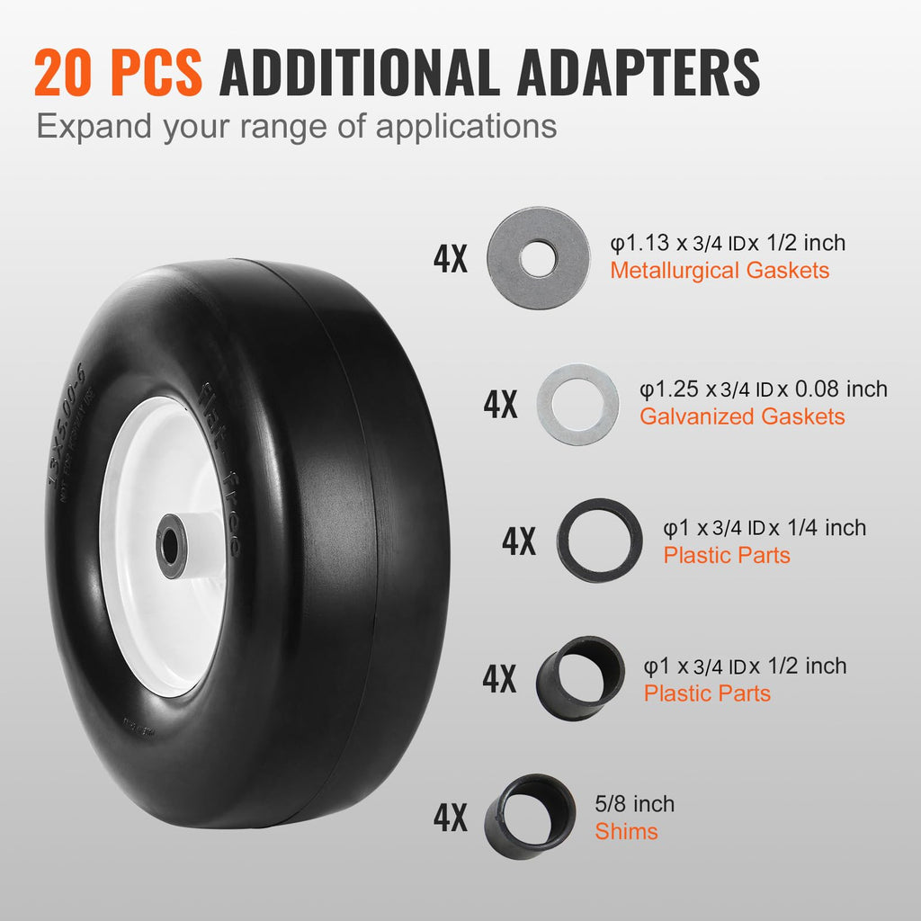 VEVOR Lawn Mower Tires with Rim, 20x8-8" Tubeless Tractor Tires, 2-Pack Tire and Wheel Assembly, S-Turf Pneumatic Tires with 3.5" Offset Hub and 3/4" Bushing Size, for Riding Mowers Lawn Tractors