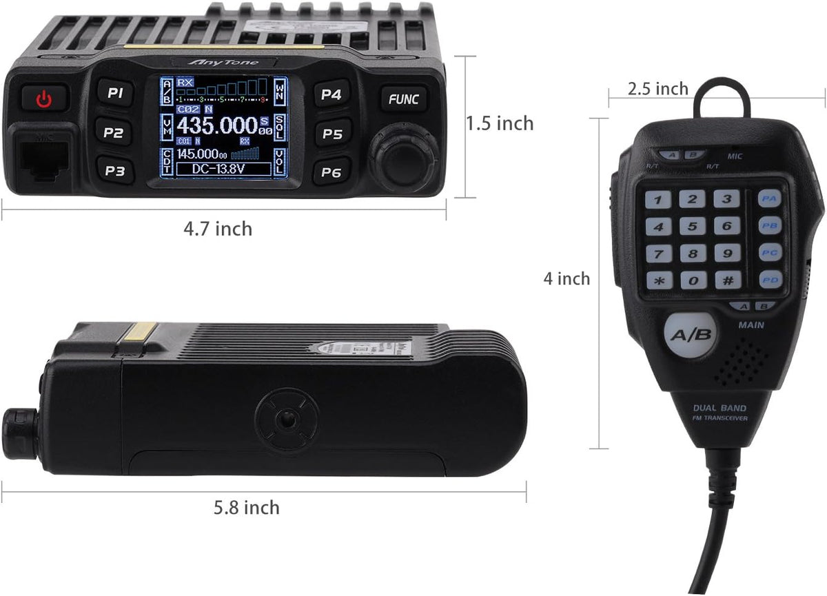 AnyTone AT-778UV Dual Band Transceiver Mobile Radio VHF/Uhf Two Way Radio