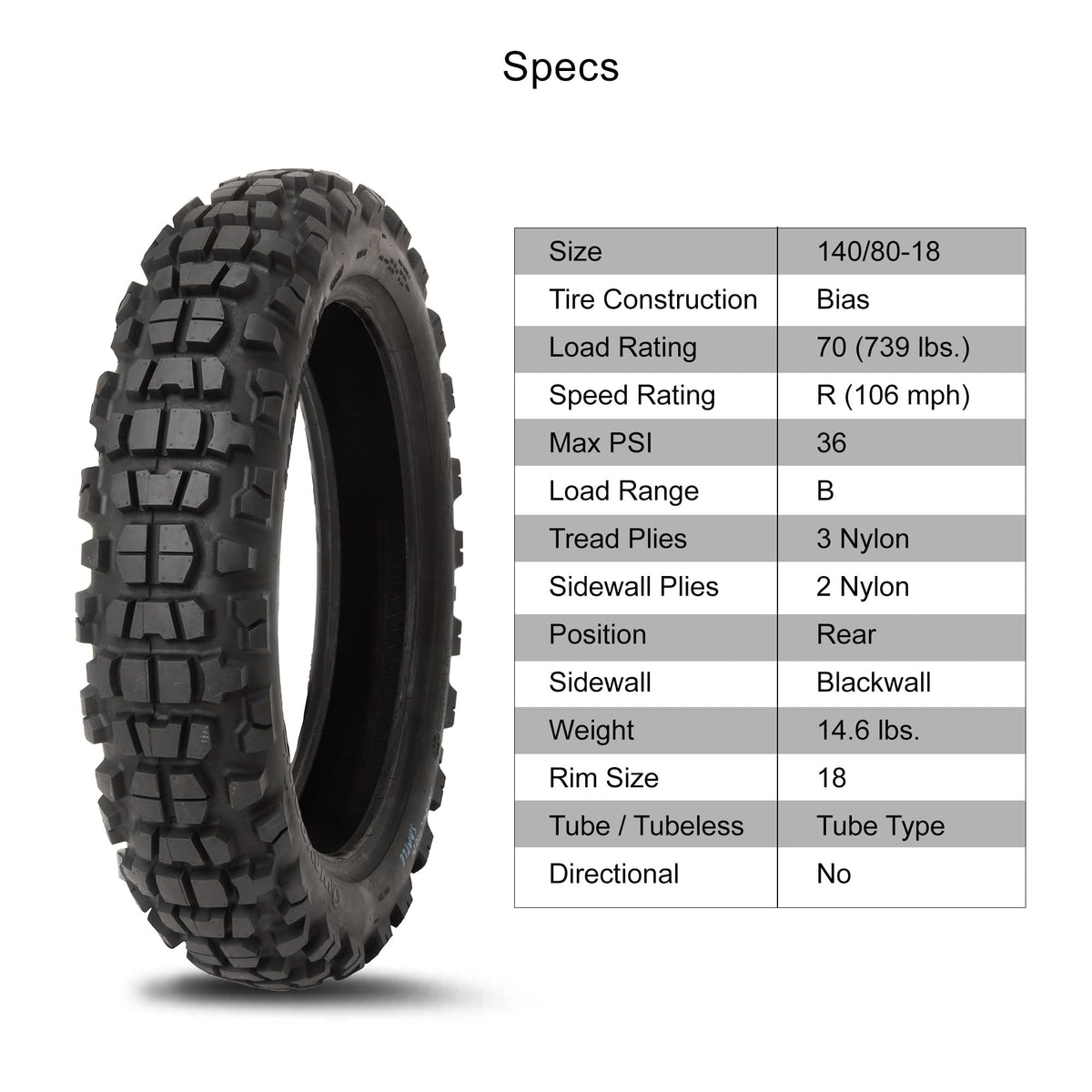 Tusk Waypoint Adventure Motorcycle Tire Set ¨C 90/90-21 Front & 130/90-17 Rear (68R) Tube Type