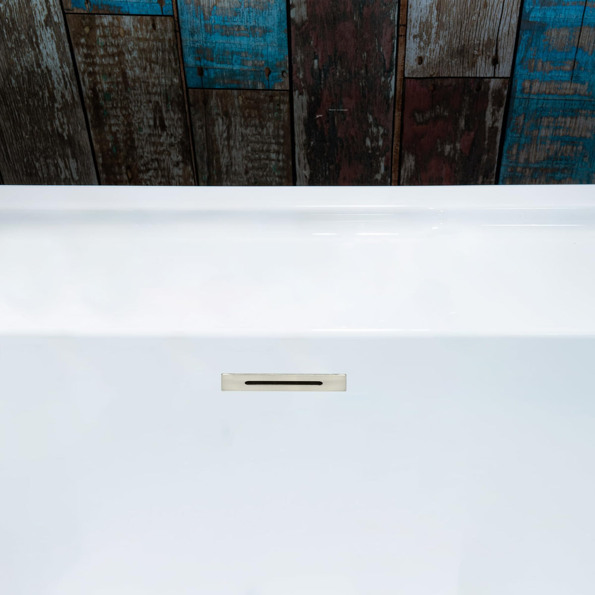 WOODBRIDGE 72" Acrylic Freestanding Bathtub Contemporary Soaking White Tub with Brushed Nickel Overflow and Drain,B0059BN