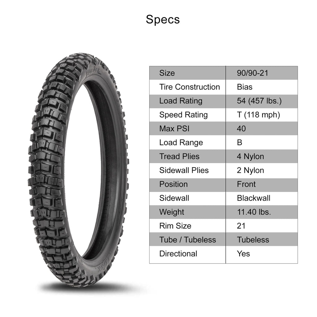 Tusk 2Track Adventure Motorcycle Tire Set ¨C 90/90-21 Front & 130/80-17 Rear ¨C Dual-Sport Off-Road Tires