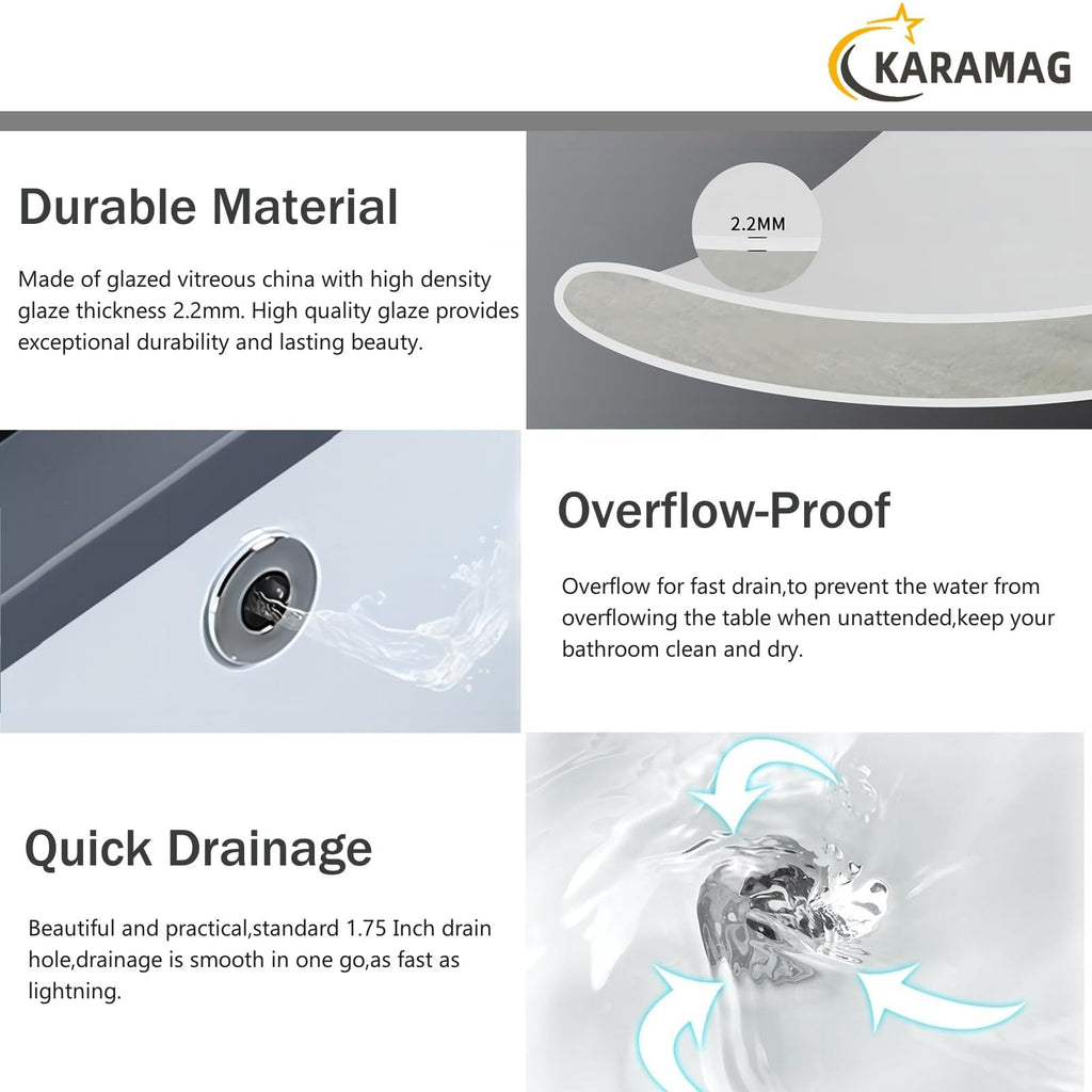 27 Inch Undermount Bathroom Sink with Overflow Rectangle Sinks