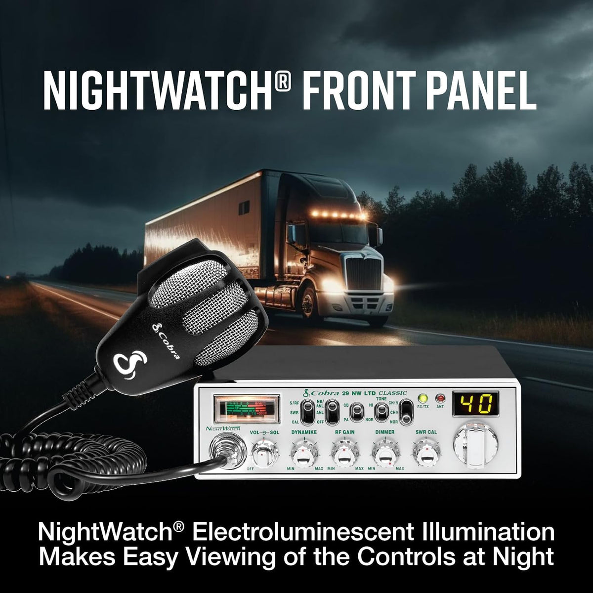 Cobra 29NW Classic Professional CB Radio - Emergency Radio, Travel Essentials, Instant Channel 9/19, Full 40 Channels, SWR Calibration and Nightwatch Illumination Display