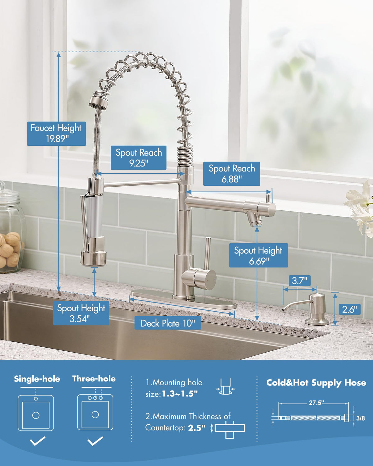AIMADI Contemporary Kitchen Sink Faucet,Brushed Nickel Stainless Steel