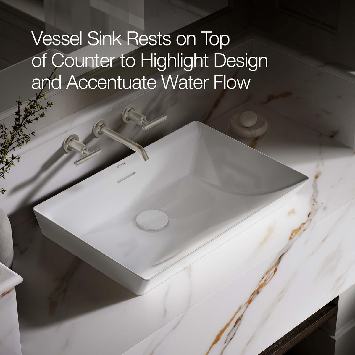 KOHLER Brazn Rectangle Vessel Bathroom Sink