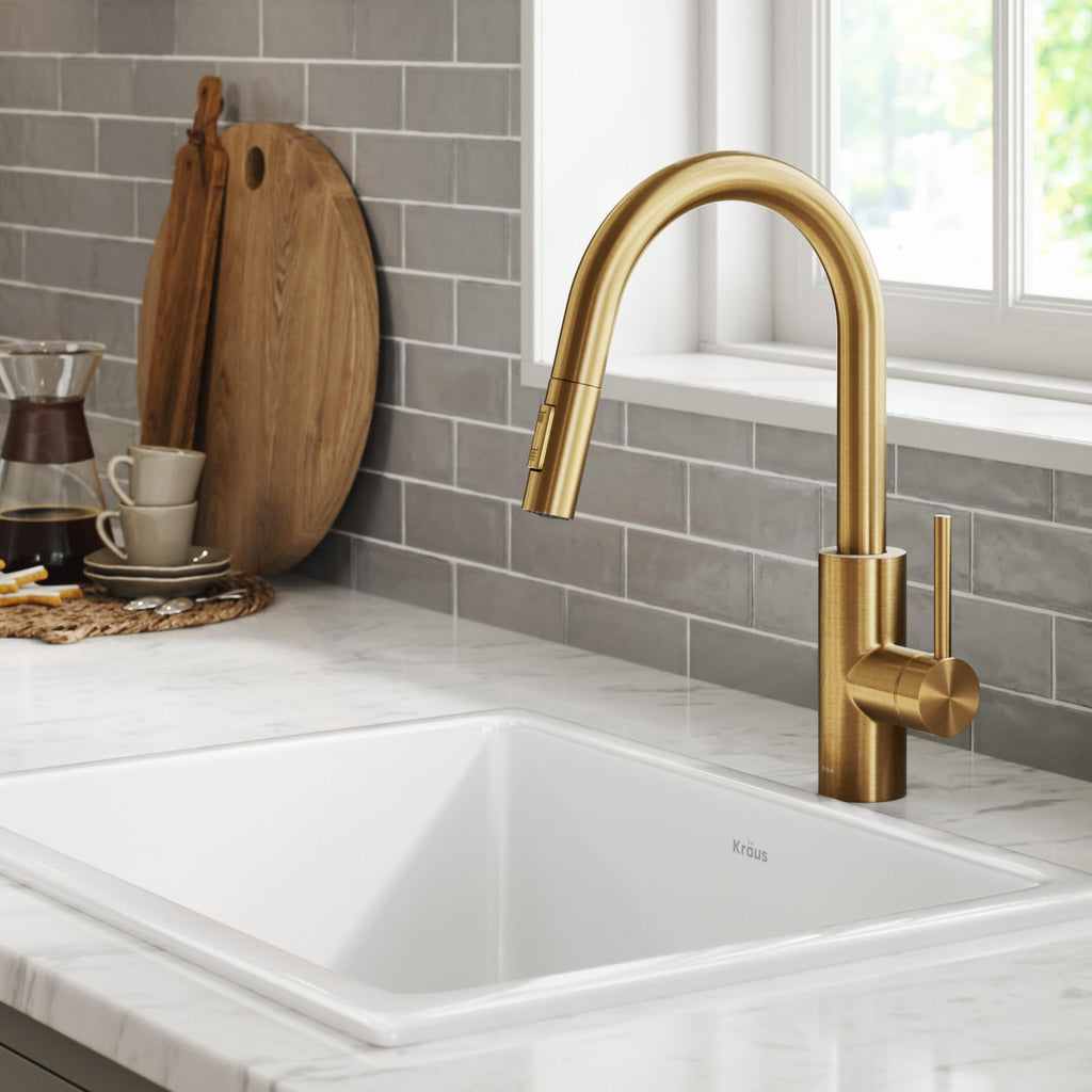 KRAUS Purita 100% Lead-Free Kitchen Water Filter Faucet in Spot Free Antique Champagne Bronze, FF-100SFACB