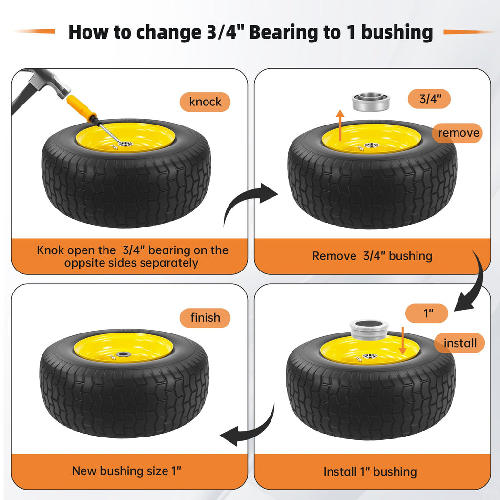 2-Pack 20x10.00-8 Tubeless Lawn Mower Rear Tire and Wheel Assembly, 4-Ply.