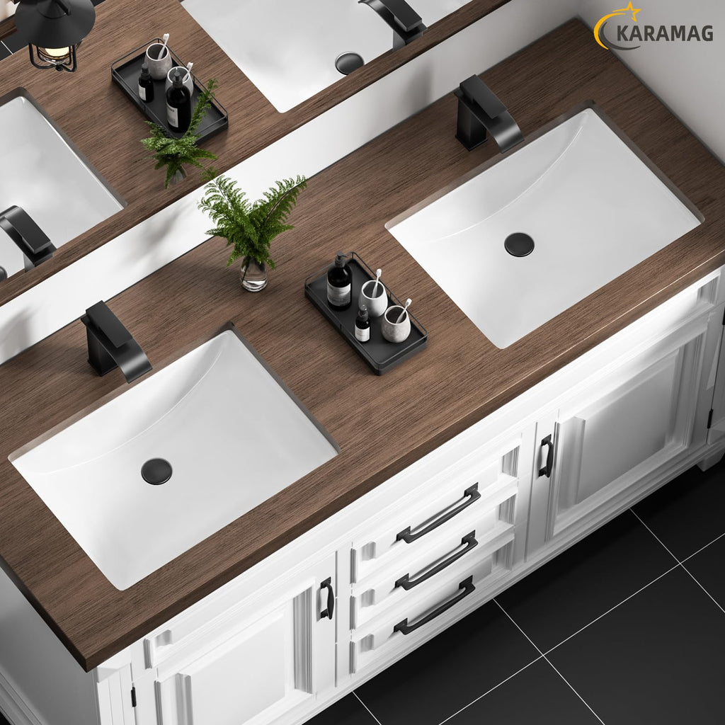 27 Inch Undermount Bathroom Sink with Overflow Rectangle Sinks