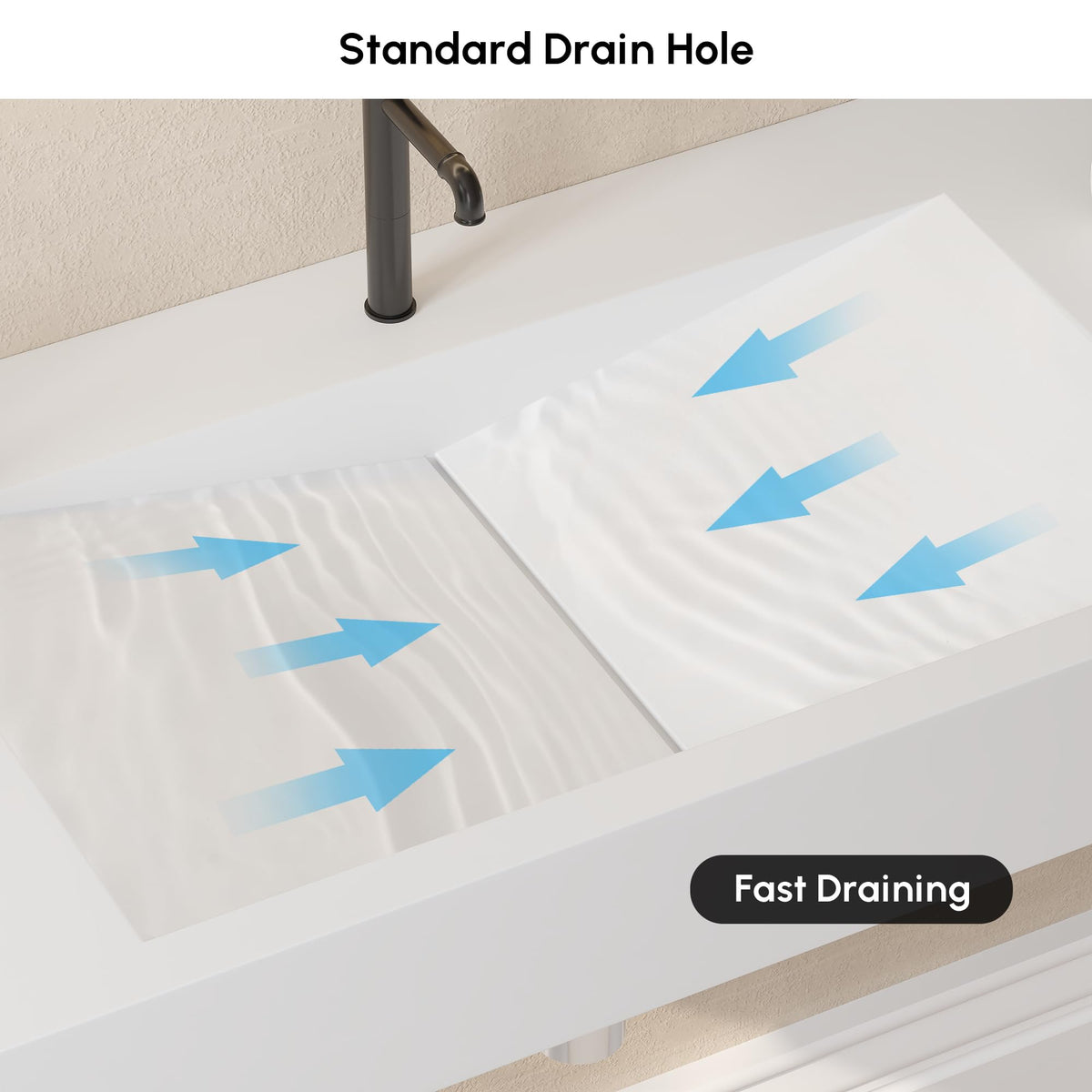 47'' Bathroom Vessel Sink Double-Bowl Bathroom Sink Wall Mounted Trough Floating Sink in Matte White