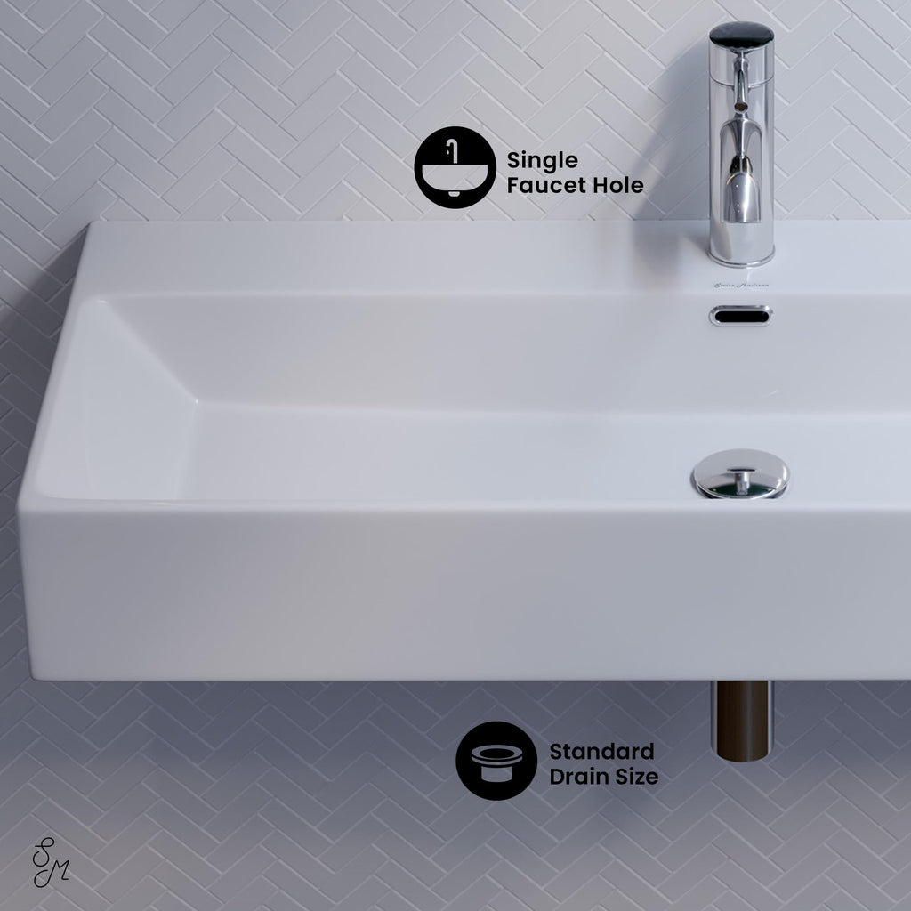 Claire 30" Rectangle Wall Mount Bathroom Sink in Glossy White