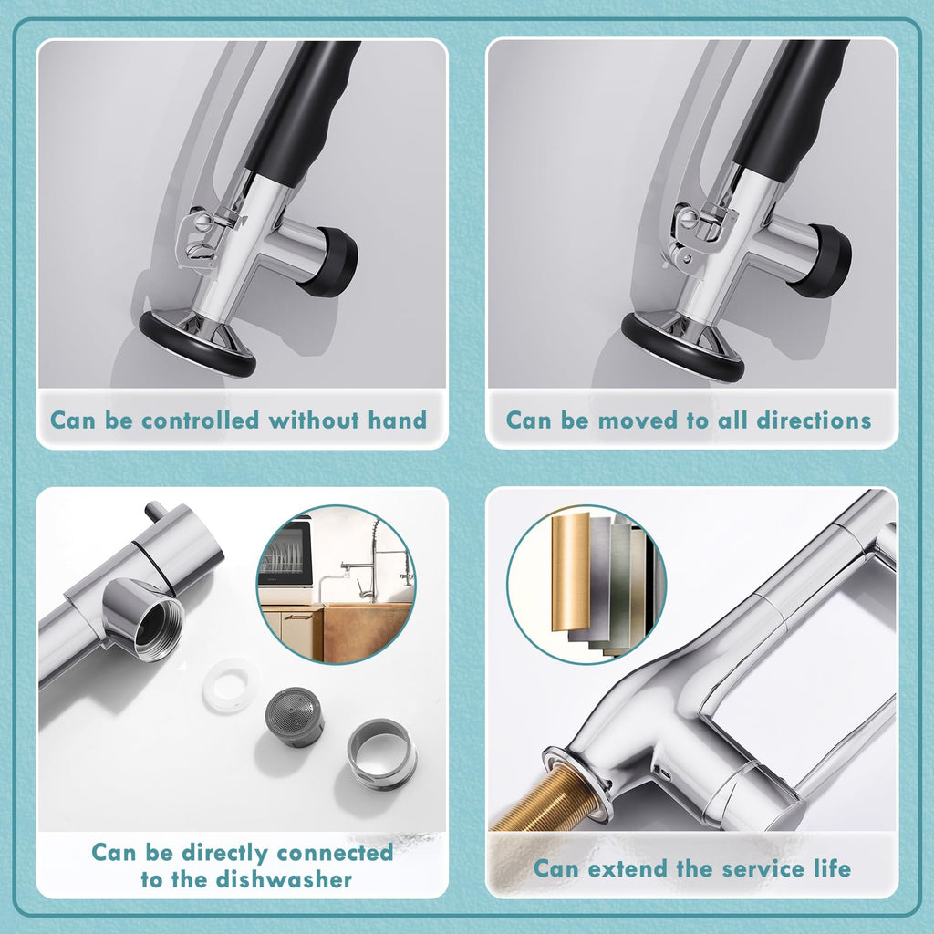 GIMILI Commercial Kitchen Sink Faucet with Pull Down Sprayer Brushed Nickel