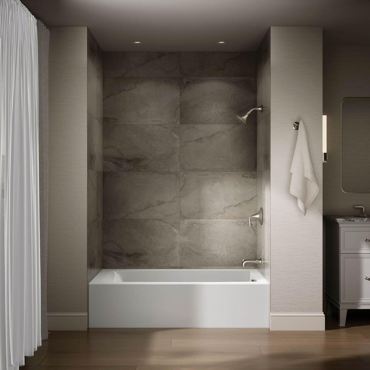 Kohler K-26107-RA-0 Entity 60" x 36" Alcove Bath, Right Drain, White