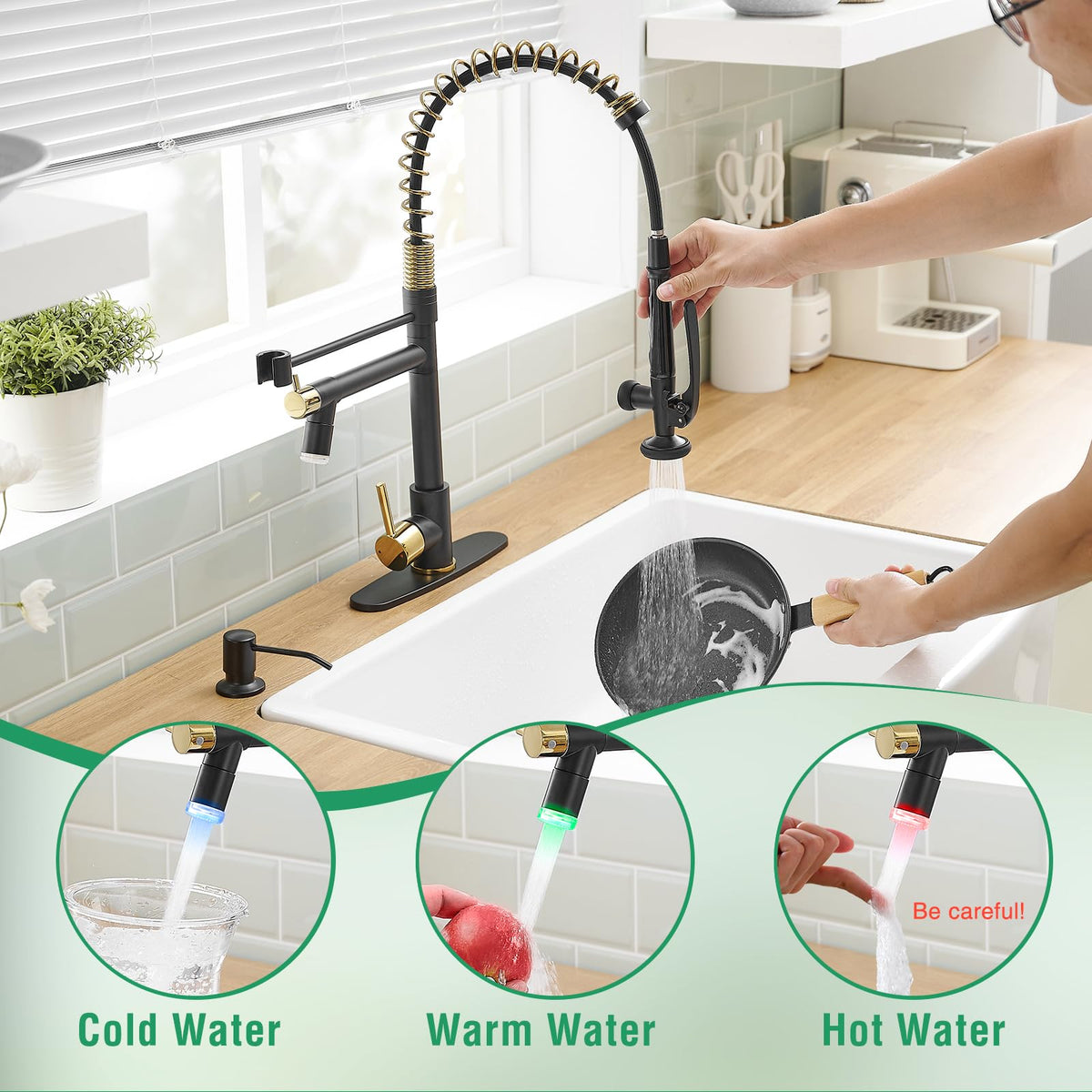 Fapully Black Kitchen Faucet,Commercial Pull Down Kitchen Sink Faucet