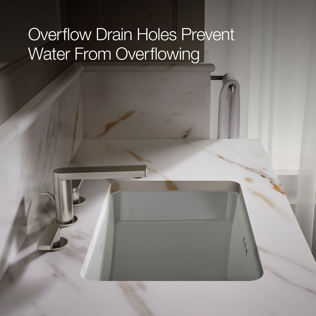 KOHLER 2214-0 Ladena Rectangular Undermount Bathroom Sink With Curved Bottom, 20-7/8" W X 14-3/8" L, White