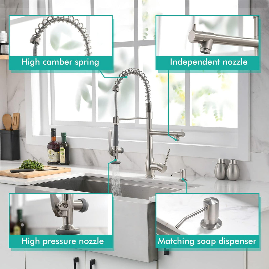 GIMILI Commercial Kitchen Sink Faucet with Pull Down Sprayer Brushed Nickel
