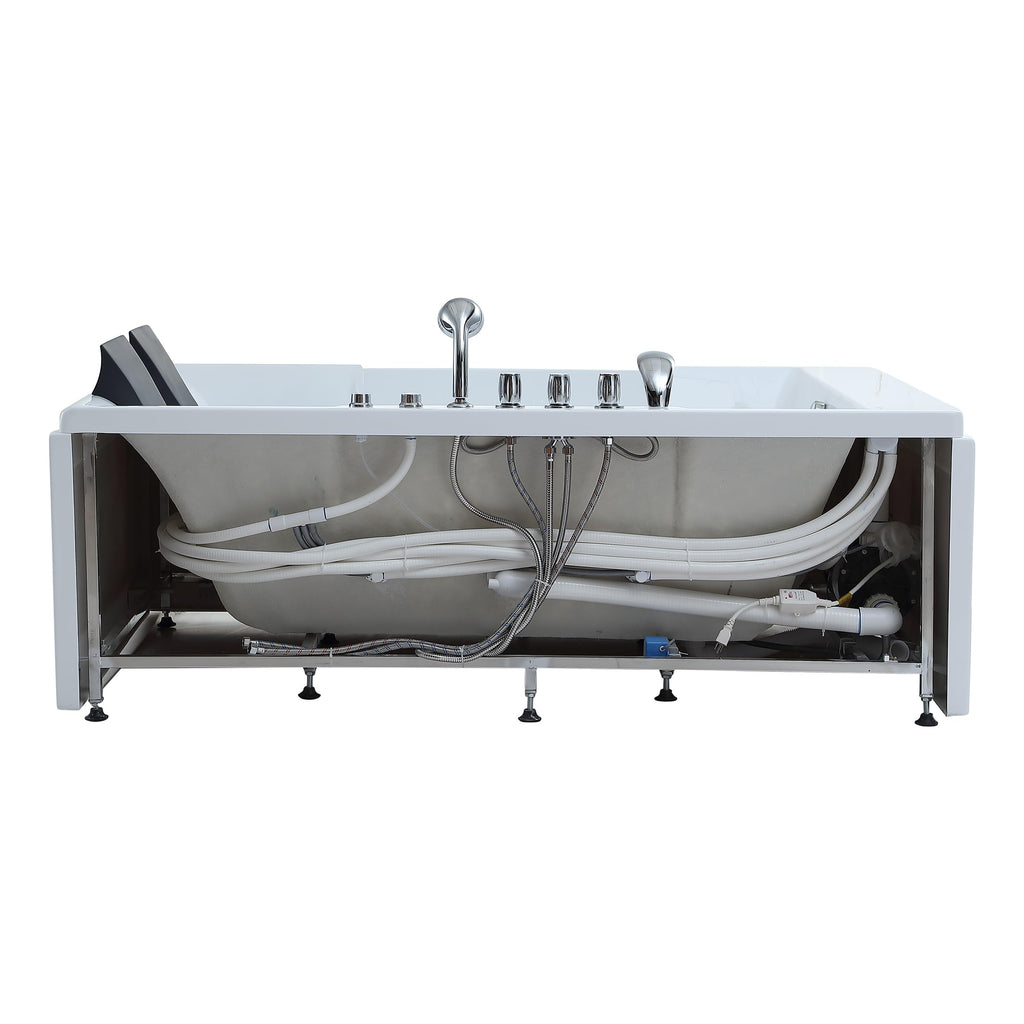 Empava Acrylic Whirlpool Bathtub, 71" Jetted Tub with Healing Chromotherapy