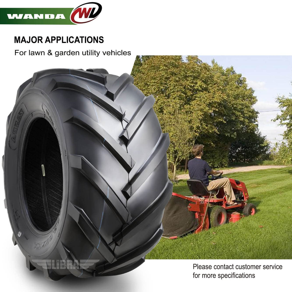 WANDA 4PC 15X6-6 & 20X10-8 Lawn Mower Tractor Tires Super Lug -13078/13071